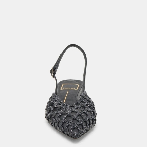 🔹️Dolce Vita🔹️ Made In Italy Black Woven CYNDI  Slingback Flats - Picture 5 of 8